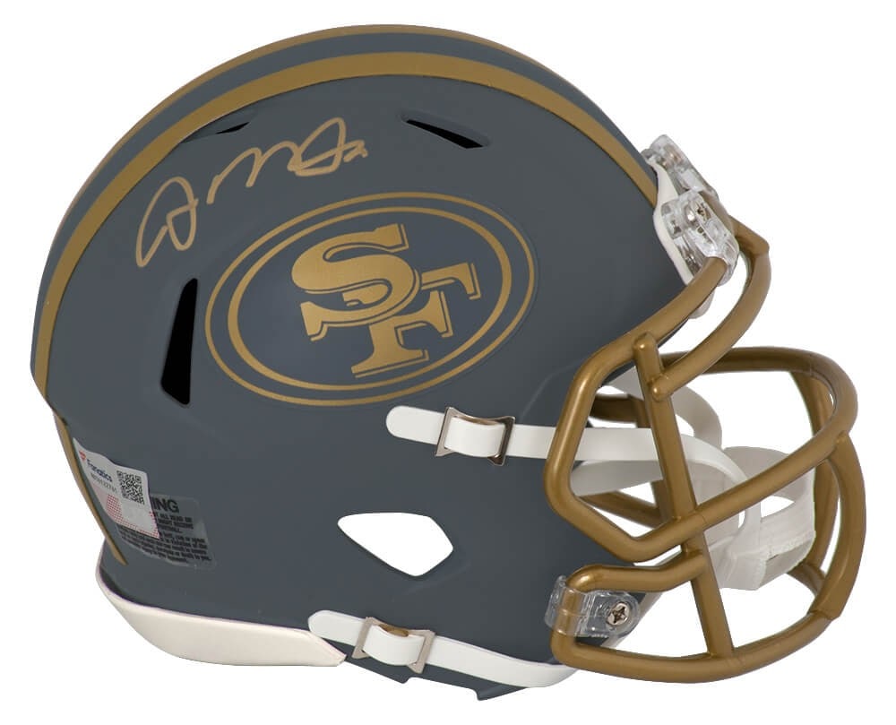 Joe Montana Signed 49ers Slate Riddell Mini Helmet with Fanatics COA: Joe Montana Signed 49ers Slate Riddell Mini Helmet with Fanatics COA This Joe Montana signed San Francisco 49ers Slate Riddell Speed Mini Helmet is a remarkable collectible for any football fan. The h