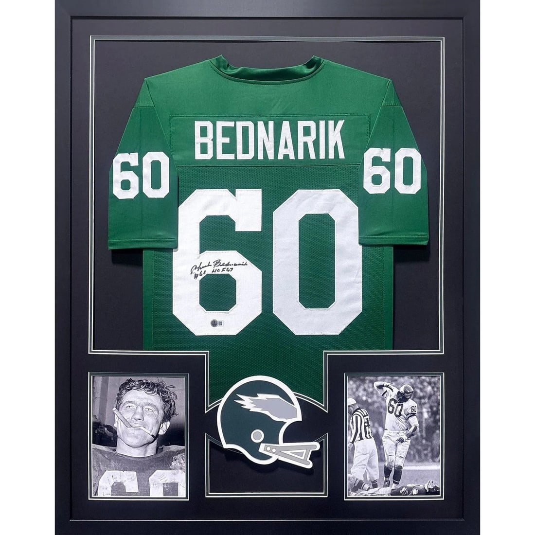 Framed Chuck Bednarik Eagles autographed jersey Beckett authenticated (1 of 2)