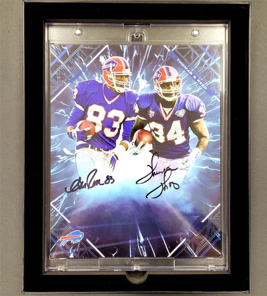 2025 Fanatics Limited Edition Thurman Thomas Andre Reed Autographed Card /10: 2025 Fanatics Limited Edition Thurman Thomas Andre Reed Autographed Card /10 This exclusive limited edition sports trading card features renowned NFL players Thurman Thomas and Andre Reed. Autographed