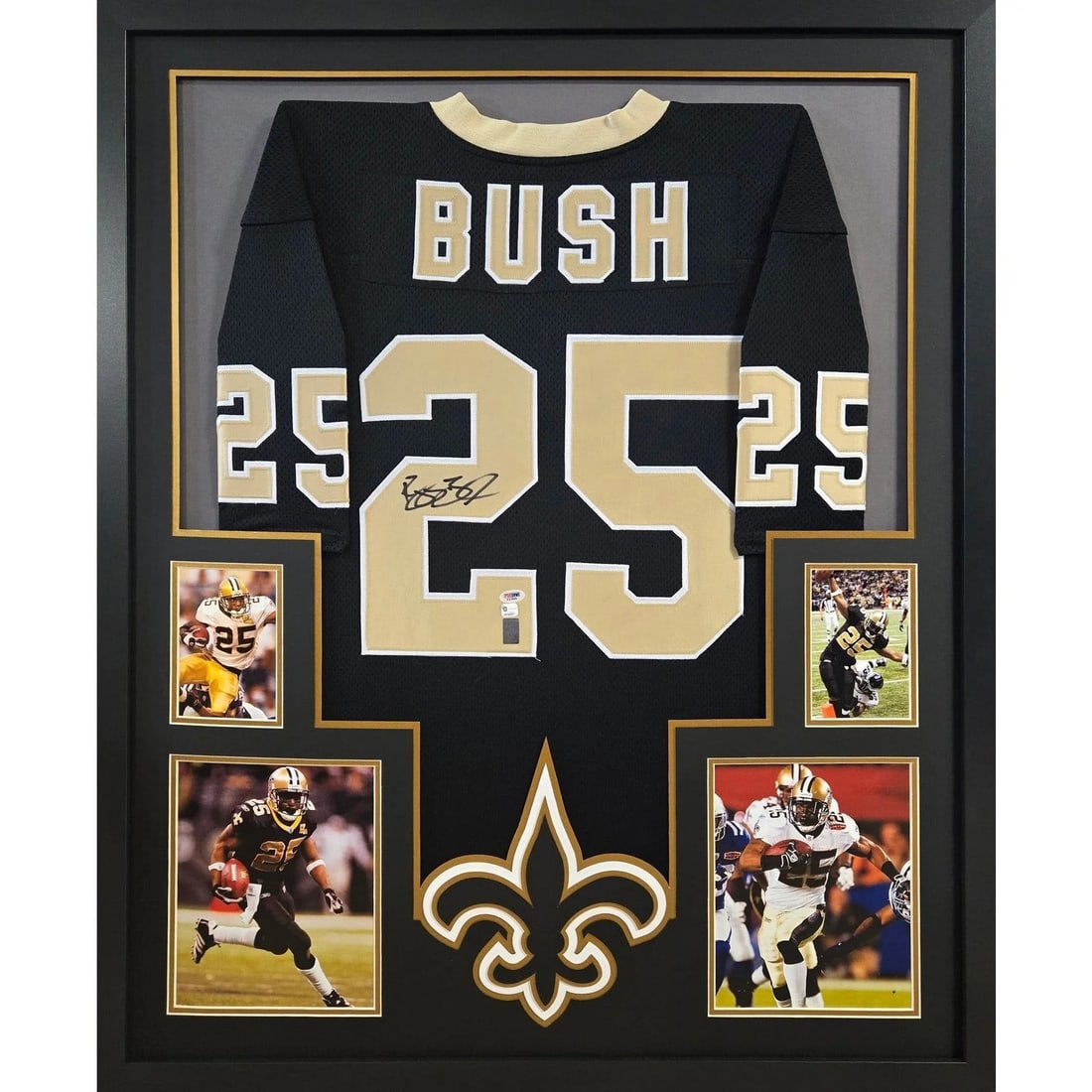 Reggie Bush Autographed Framed Jersey PSA/DNA New Orleans Saints: Reggie Bush Autographed Framed Jersey PSA/DNA New Orleans Saints This exquisite framed jersey features the autograph of Reggie Bush, a celebrated player known for his time with the New Orleans Saints.