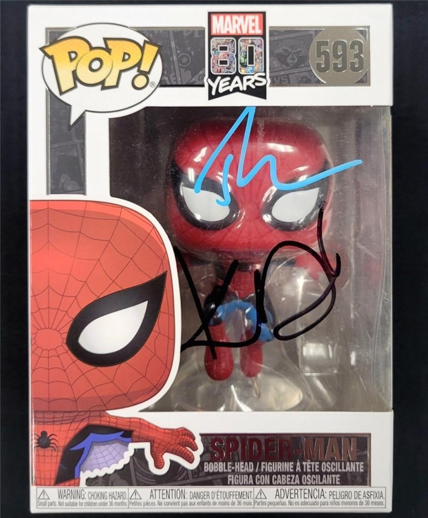 Spider-Man Funko Pop 593 dual signed by Tobey Maguire Kirsten Dunst Beckett authenticated (1 of 9)
