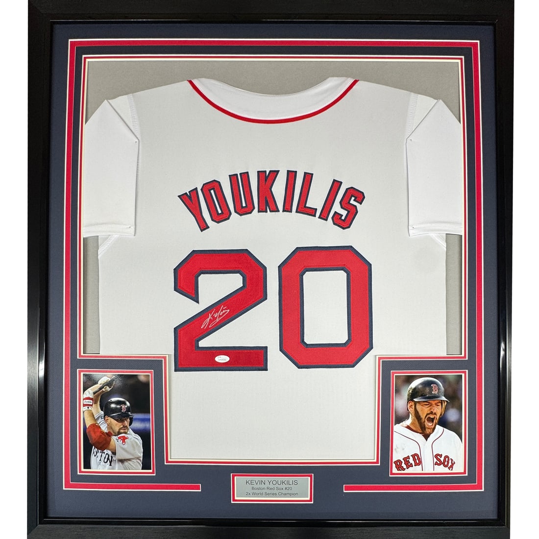 Framed Kevin Youkilis Signed Boston Red Sox Jersey JSA COA 33x42 (1 of 2)