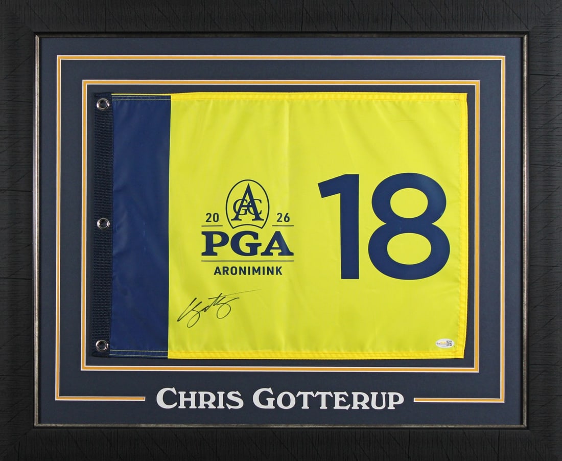 Framed 2026 PGA Championship Pin Flag Signed by Chris Gotterup JSA (1 of 2)