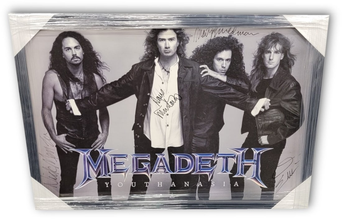 Megadeth Youthanasia Signed Poster by Dave Mustaine Beckett Authenticated (1 of 6)