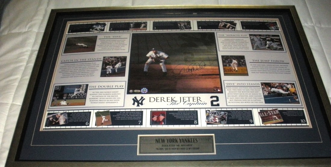 Framed Derek Jeter signed Yankees photo plaque 29x39 Steiner COA (1 of 7)