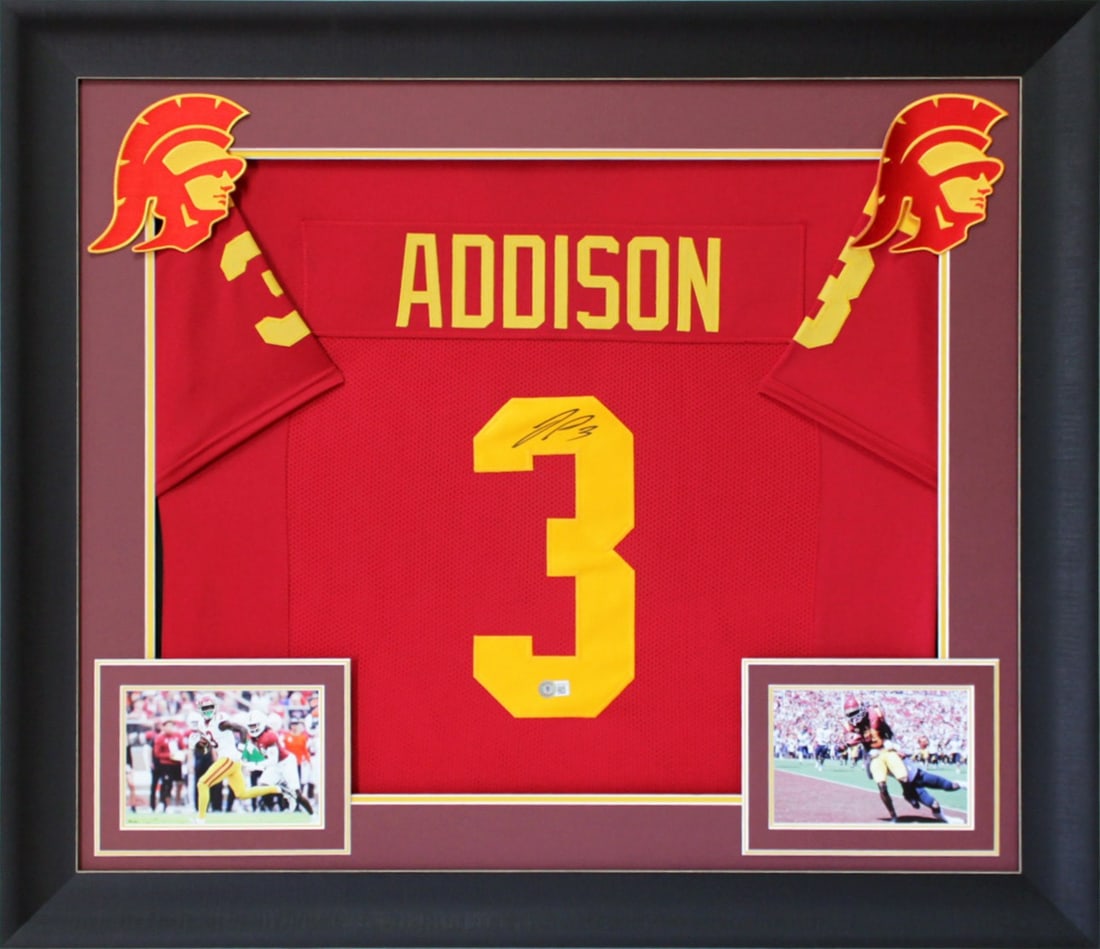 USC Trojans Jordan Addison Signed Maroon Framed Jersey BAS Witnessed (1 of 1)