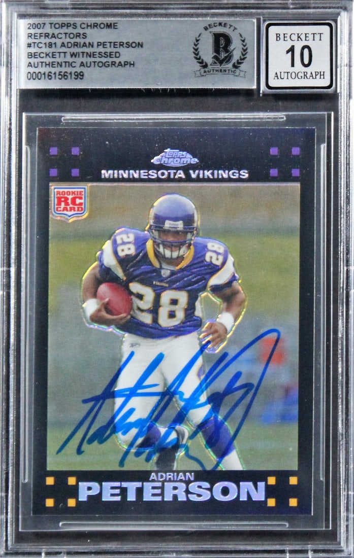 Adrian Peterson Rookie Auto 2007 Topps Chrome #TC181 BAS 10 Gem Mint Slabbed (1 of 2)