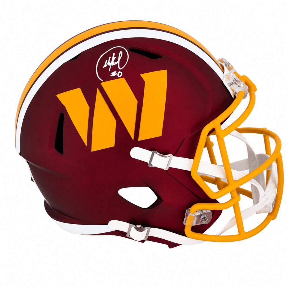 Washington Commanders 2025 Alternate Riddell Full Size Replica Helmet Signed by Mike Sainristil: Washington Commanders 2025 Alternate Riddell Full Size Replica Helmet Signed by Mike Sainristil Signed Washington Commanders 2025 Alternate Riddell full size speed replica helmet featuring Mike Sainri