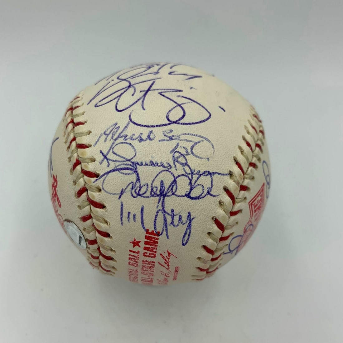 MLB Authenticated 2004 All-Star Baseball With 28 Signatures Including Jeter Rivera Ortiz: MLB Authenticated 2004 All-Star Baseball With 28 Signatures Including Jeter Rivera Ortiz This is an original 2004 All-Star Game baseball signed by 28 players, including Hall of Famers and future Hall 