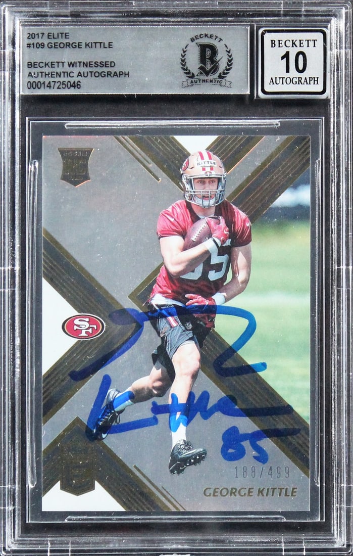Beckett authenticated George Kittle 2017 Elite #109 rookie autograph card (1 of 2)