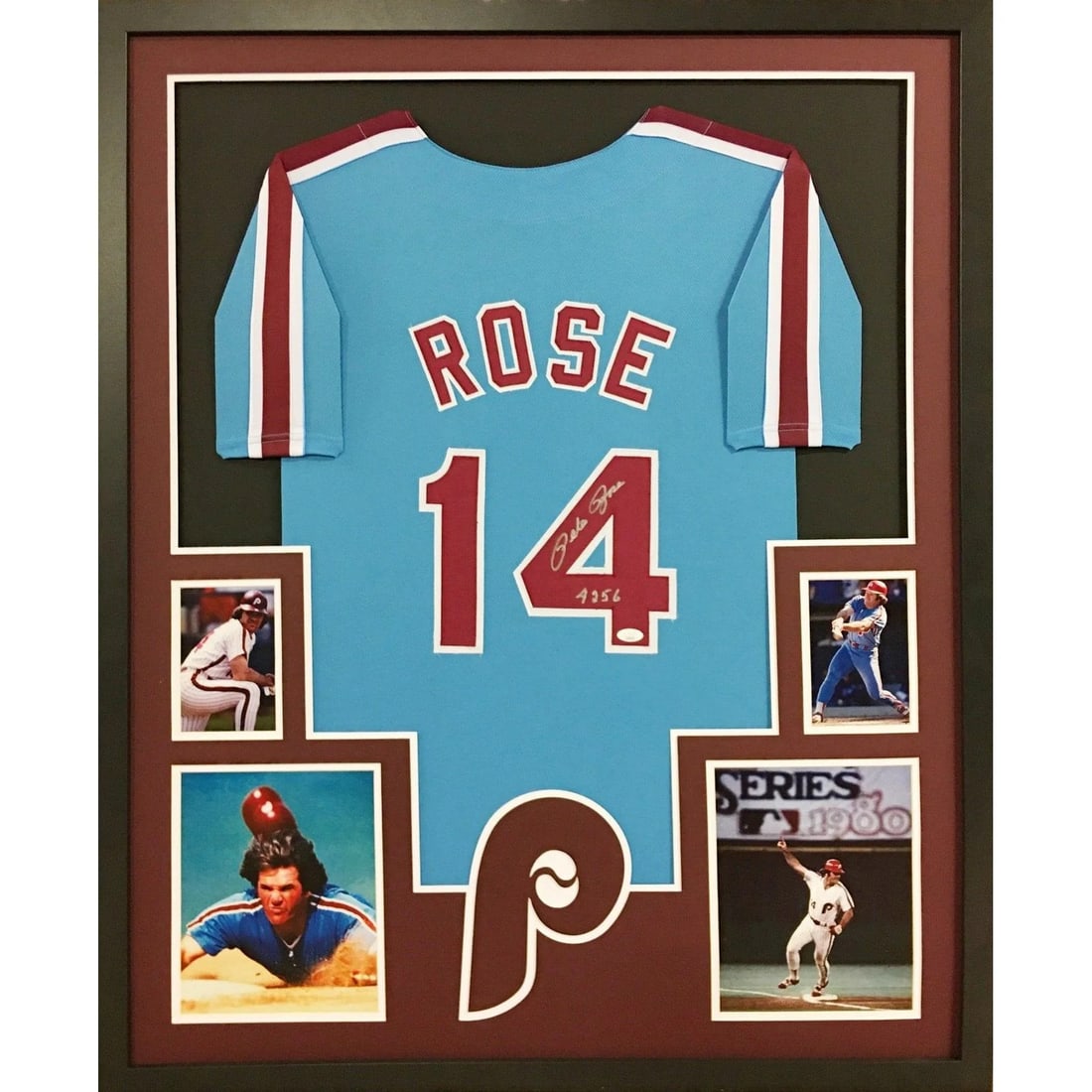 Framed Pete Rose Phillies Autographed Jersey JSA (1 of 3)