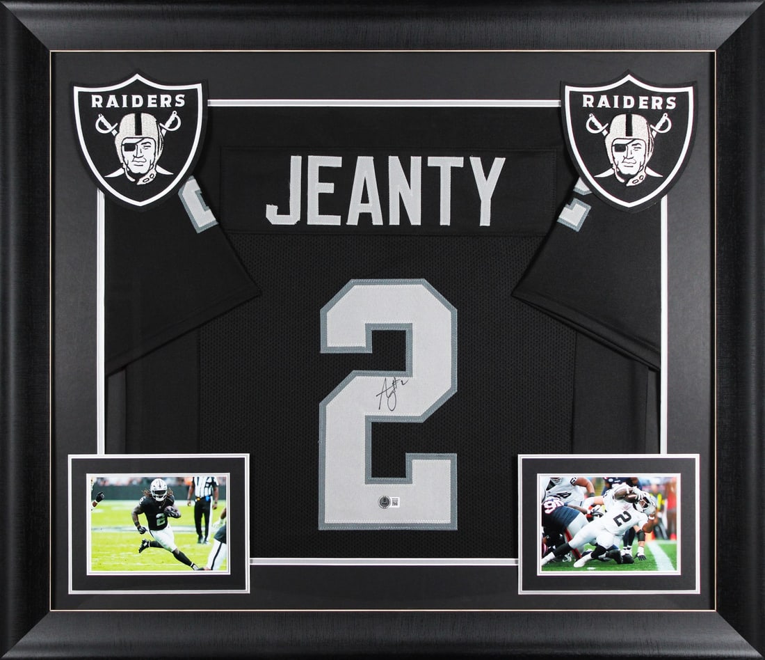 Framed Ashton Jeanty Autographed Black Jersey Beckett Witnessed Authentication (1 of 2)