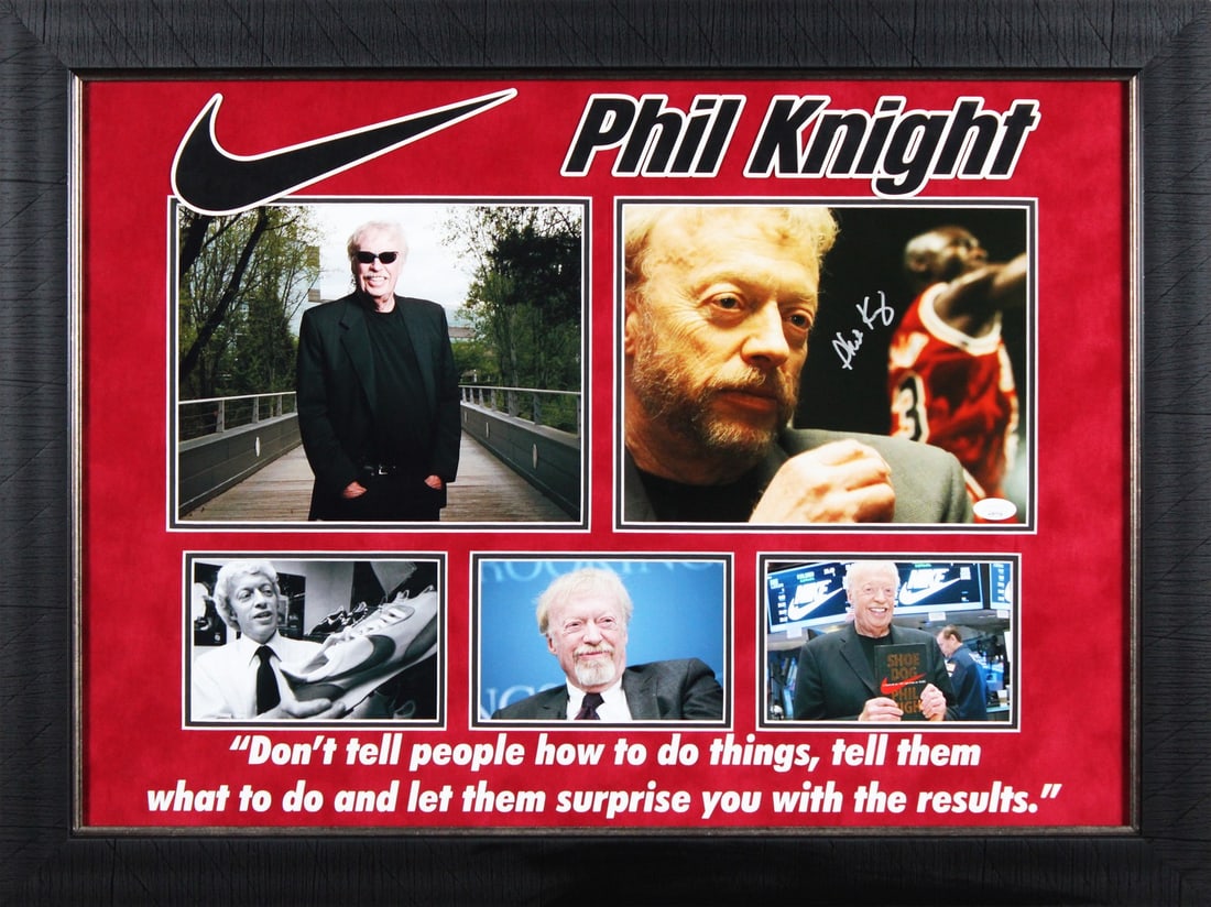 Phil Knight Signed 8x10 Framed Photo JSA Certified Authentic: Phil Knight Signed 8x10 Framed Photo JSA Certified Authentic This exceptional 8x10 framed photo features Phil Knight, the founder of Nike, personally signed by him. This original piece of memorabilia 