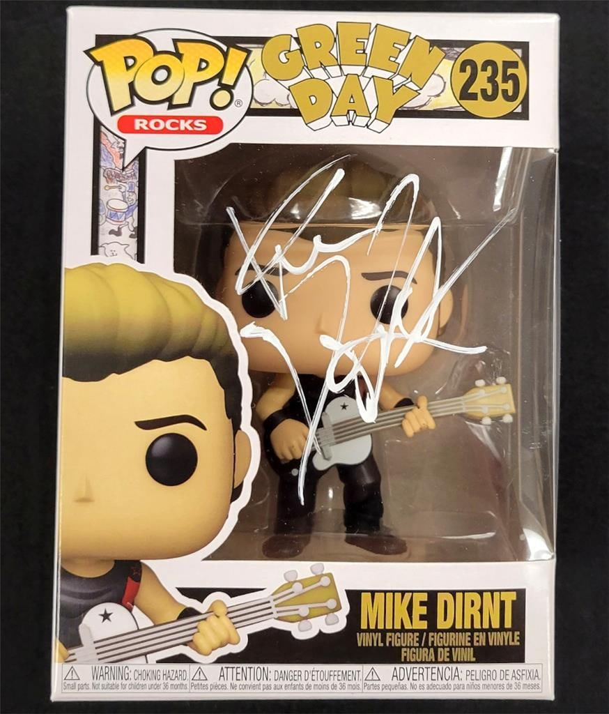 Green Day Mike Dirnt Funko Pop 235 Beckett Authenticated Signed Figure: Green Day Mike Dirnt Funko Pop 235 Beckett Authenticated Signed Figure This is a Green Day Funko Pop! #235 featuring an autograph by Mike Dirnt. The signature has been authenticated by Beckett. The it
