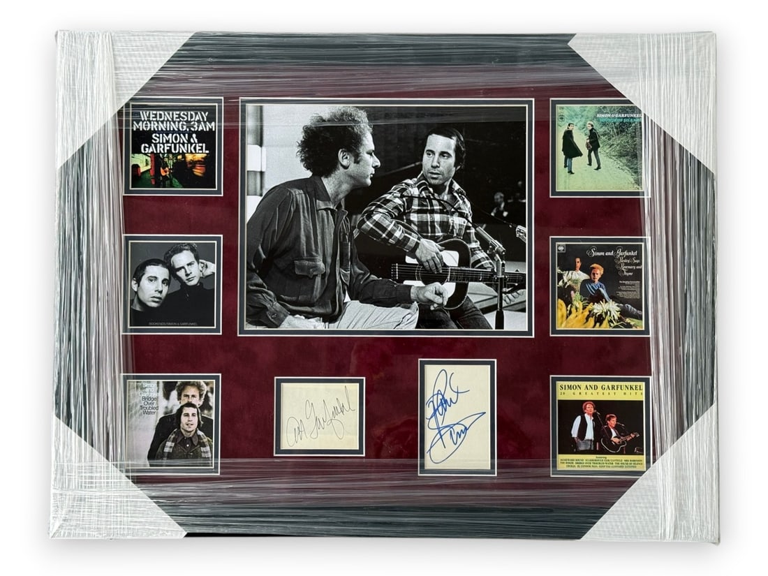 Framed Simon and Garfunkel signed cuts Beckett authenticated 20x26 (1 of 3)