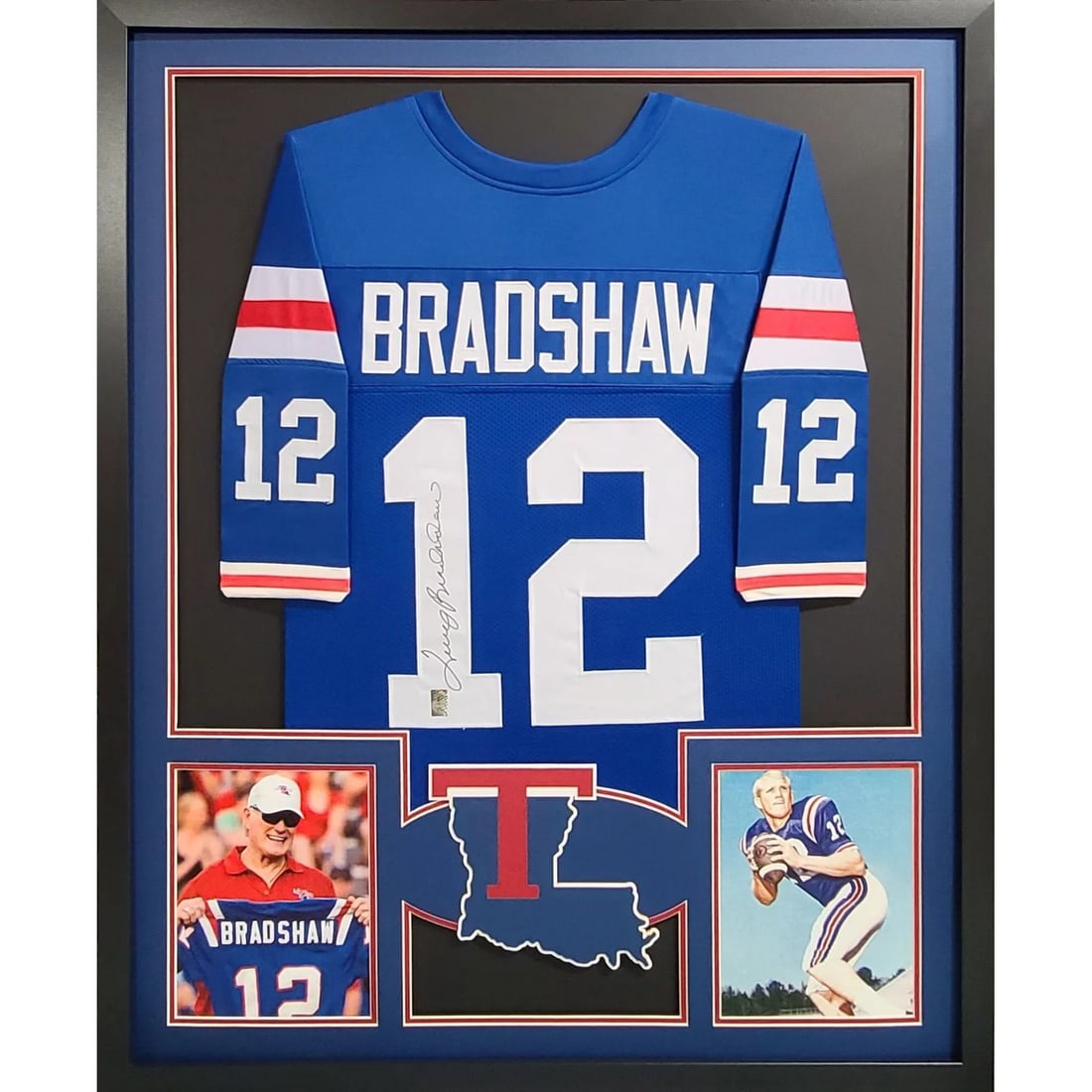 Framed Terry Bradshaw Signed Louisiana College Jersey Authenticated (1 of 3)