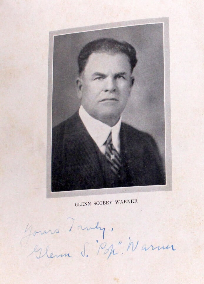Signed Football Coaches and Players Book by Glen S. Pop Warner PSA/DNA Authenticated: Signed Football Coaches and Players Book by Glen S. Pop Warner PSA/DNA Authenticated This pre-owned hardcover book is signed by Glen S. "Pop" Warner, a notable figure in football history. The autograp