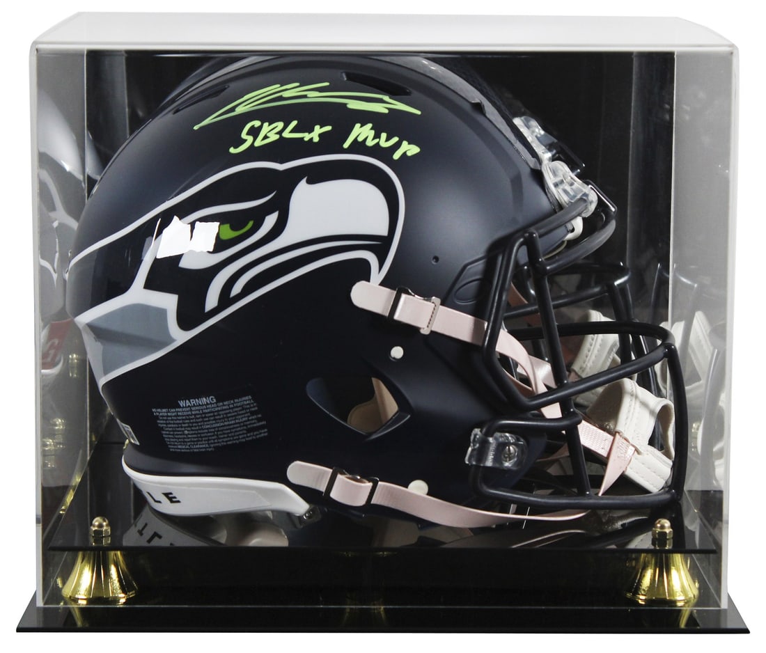 Kenneth Walker III signed Seahawks full size speed helmet BAS with display case (1 of 4)