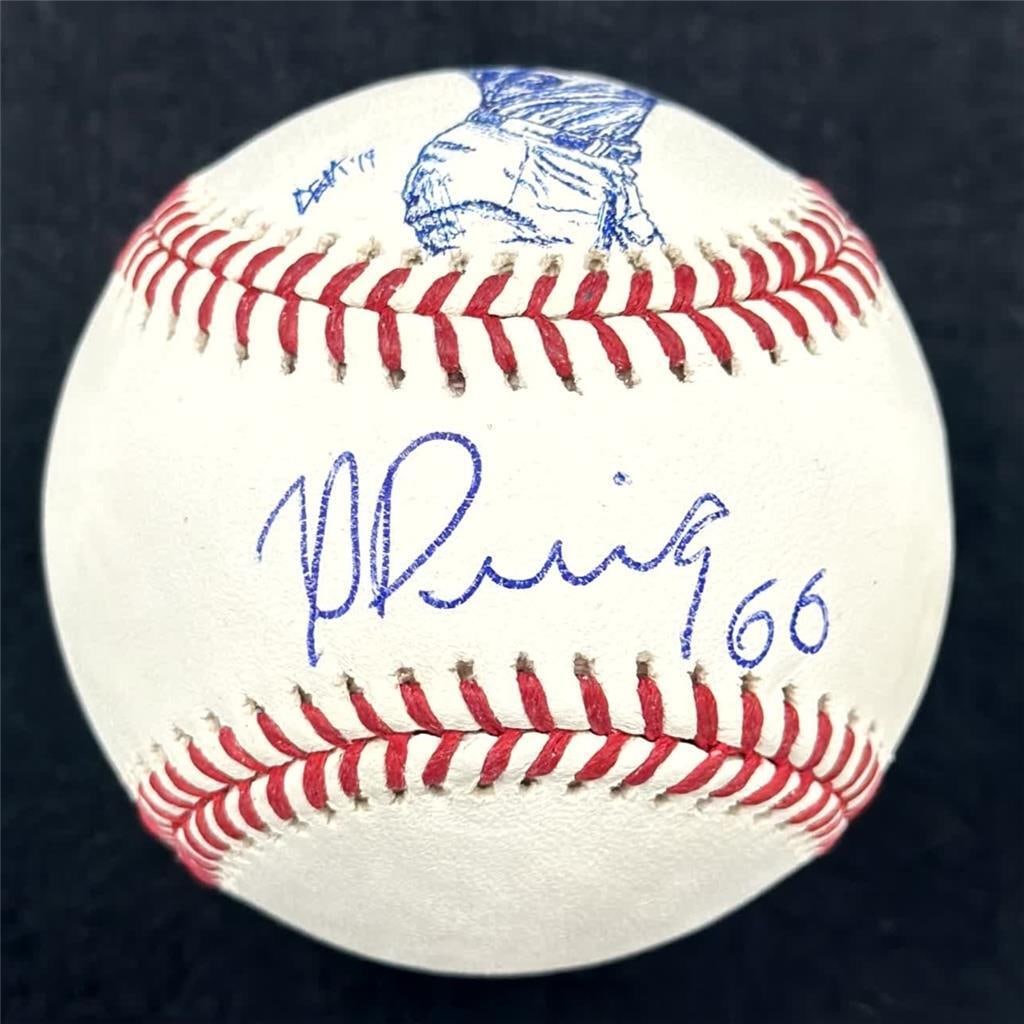 Yasiel Puig Signed MLB Baseball with Original Sketch Art 1/1 Beckett BAS (1 of 3)