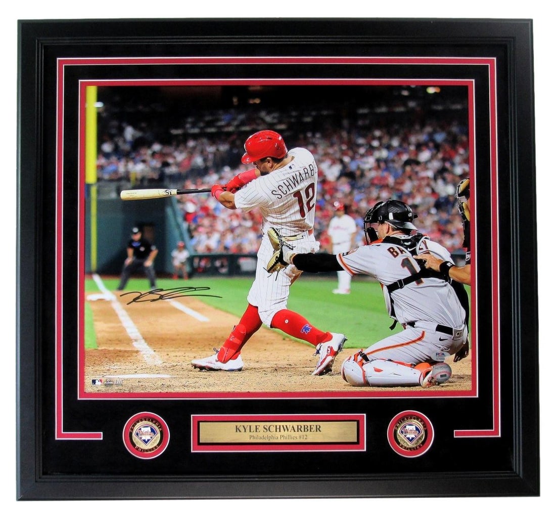 Framed 16x20 signed Kyle Schwarber Phillies photo PSA DNA (1 of 5)