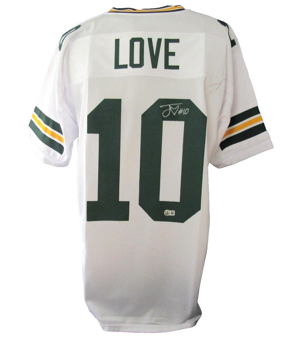 Beckett Witness Jordan Love Packers Custom Football Jersey: Beckett Witness Jordan Love Packers Custom Football Jersey This is a pre-owned custom Green Bay Packers football jersey signed by Jordan Love. The autograph has been authenticated by Beckett Witness a