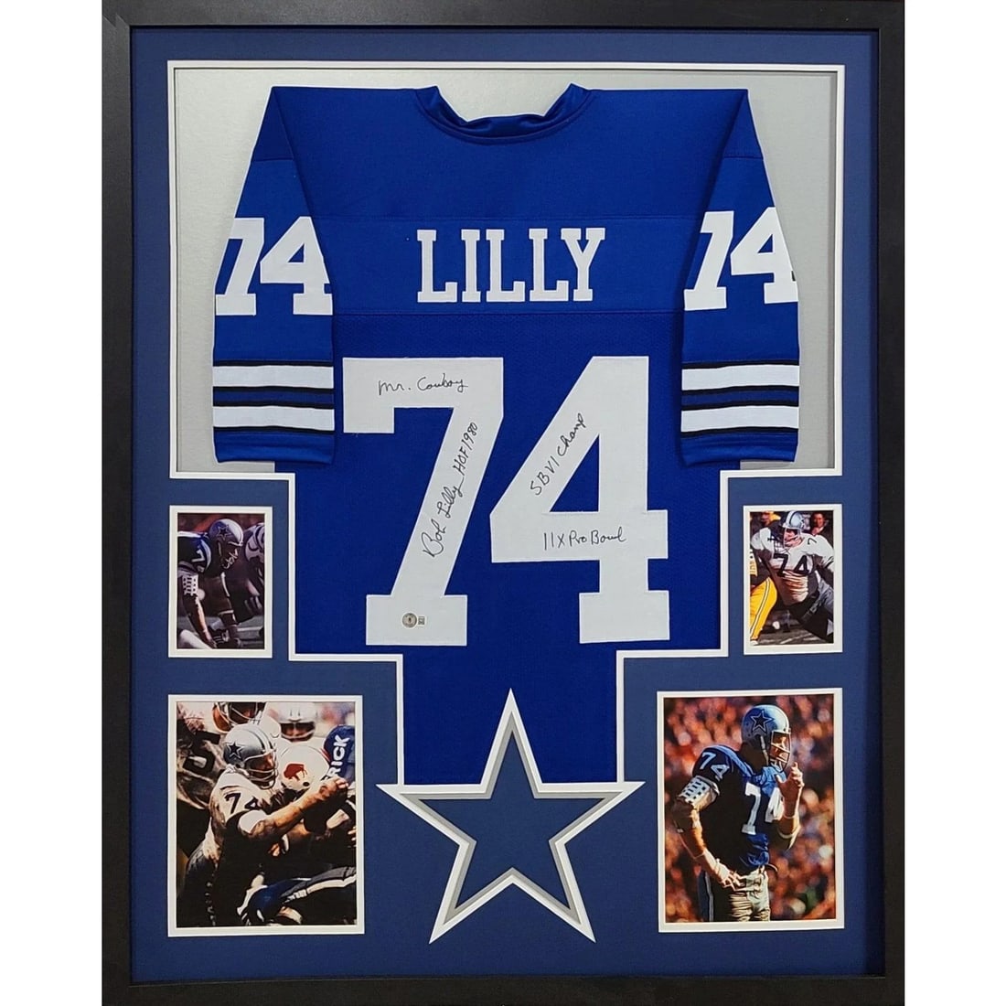 Bob Lilly Autographed Framed Jersey Beckett Certified Dallas Cowboys (1 of 2)
