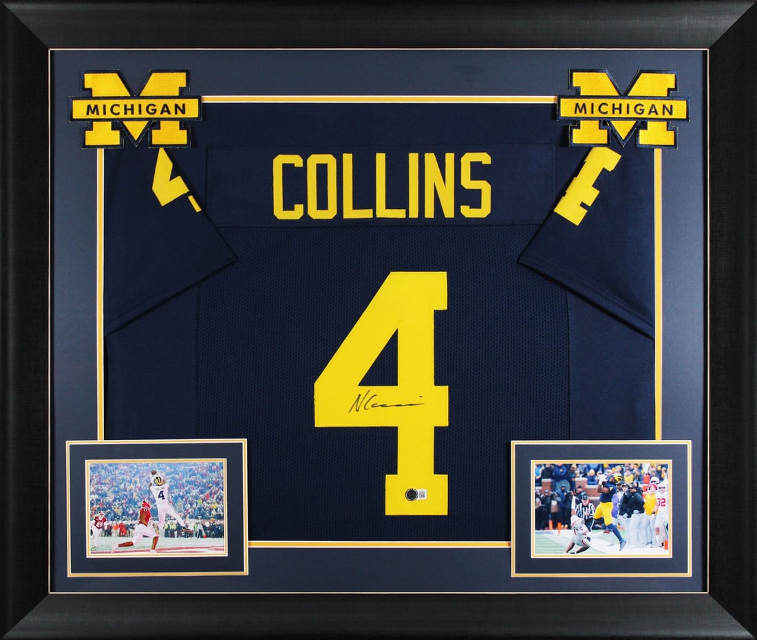 Framed Nico Collins Michigan Wolverines Signed Navy Jersey Beckett Witnessed (1 of 2)