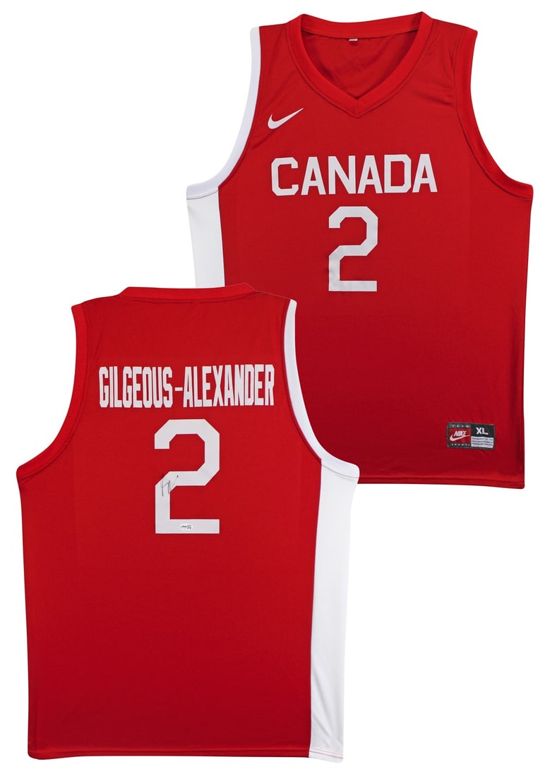 Signed Shai Gilgeous-Alexander Red Nike Team Canada Swingman Jersey JSA X-Large: Signed Shai Gilgeous-Alexander Red Nike Team Canada Swingman Jersey JSA X-Large This red Nike Team Canada Swingman jersey is personally signed by Shai Gilgeous-Alexander of the Oklahoma City Thunder. 