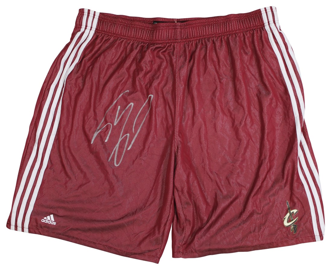 Shaquille O'Neal Autographed Red Adidas Practice Shorts BAS Witnessed (1 of 5)