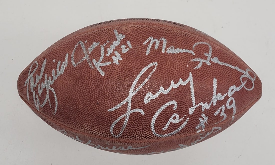 Official Wilson NFL Football Signed by 1972 Miami Dolphins Team JSA LOA: Official Wilson NFL Football Signed by 1972 Miami Dolphins Team JSA LOA 1972 Miami Dolphins autographed Official Wilson NFL football with 10 signatures in all. The ball is original and comes with a JS