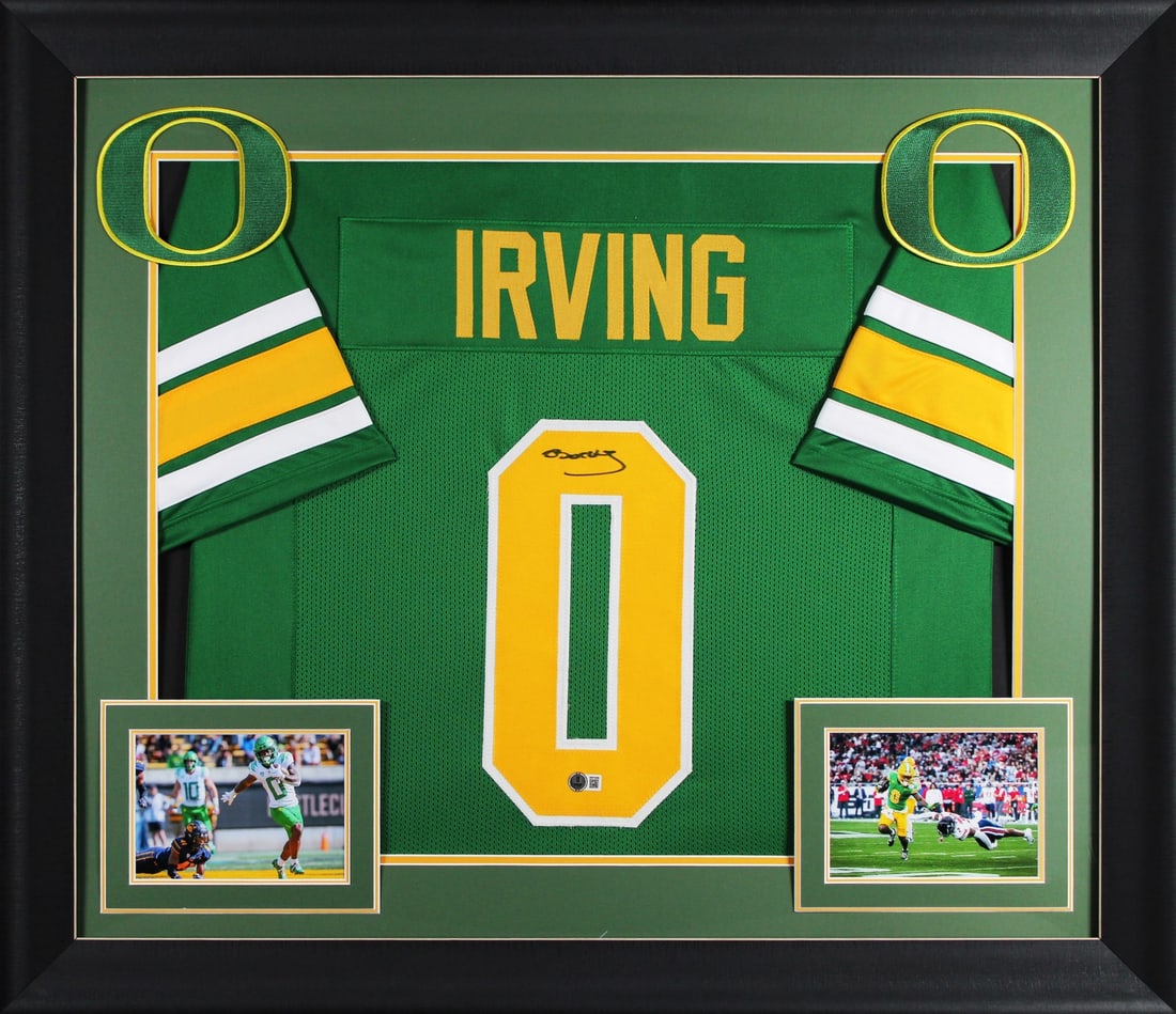 Bucky Irving Signed Oregon Ducks Framed Jersey with BAS Authentication (1 of 2)