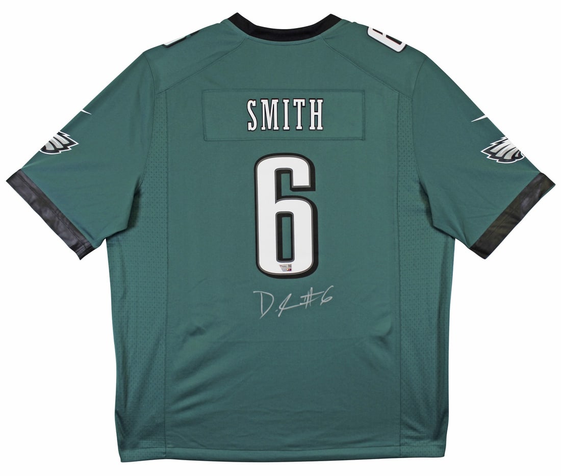 Fanatics Certified DeVonta Smith Signed Nike Eagles Green Game Jersey: Fanatics Certified DeVonta Smith Signed Nike Eagles Green Game Jersey Autographed green Nike game jersey personally signed by DeVonta Smith of the Philadelphia Eagles. The item is described as origina