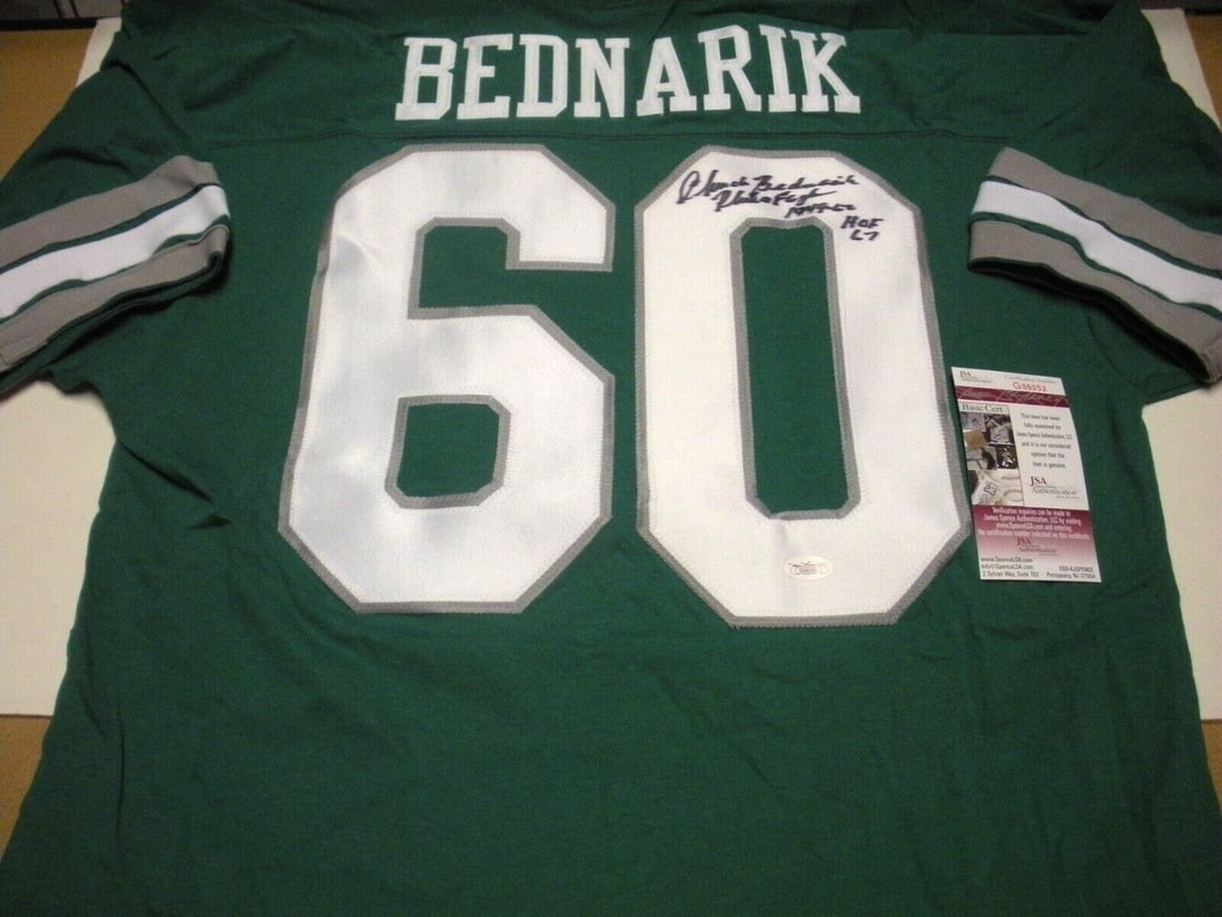JSA COA Philadelphia Eagles Jersey Signed by Hall of Famer Chuck Bednarik (1 of 2)
