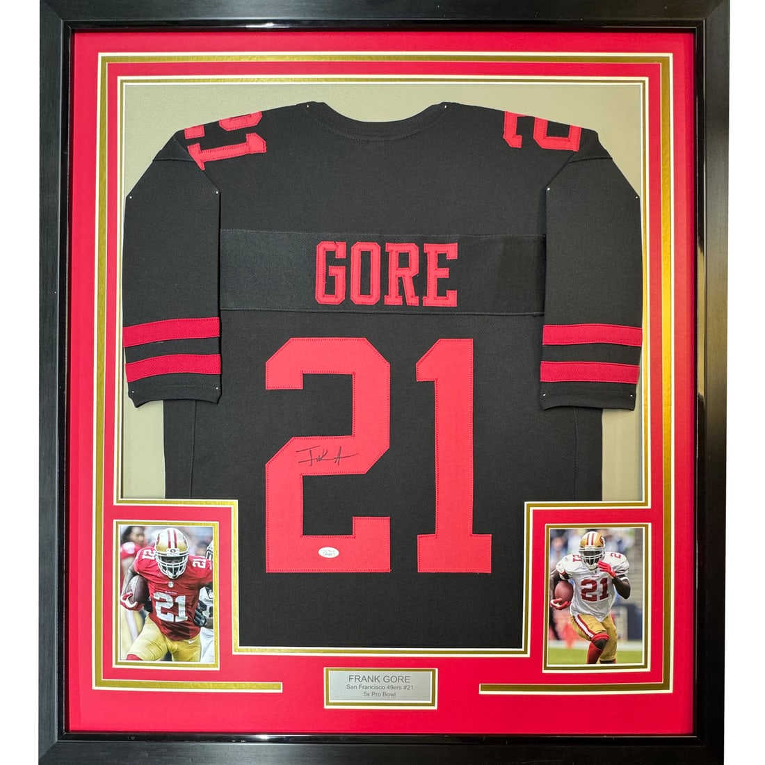 Frank Gore signed framed 35x39 49ers black jersey BAS COA (1 of 2)