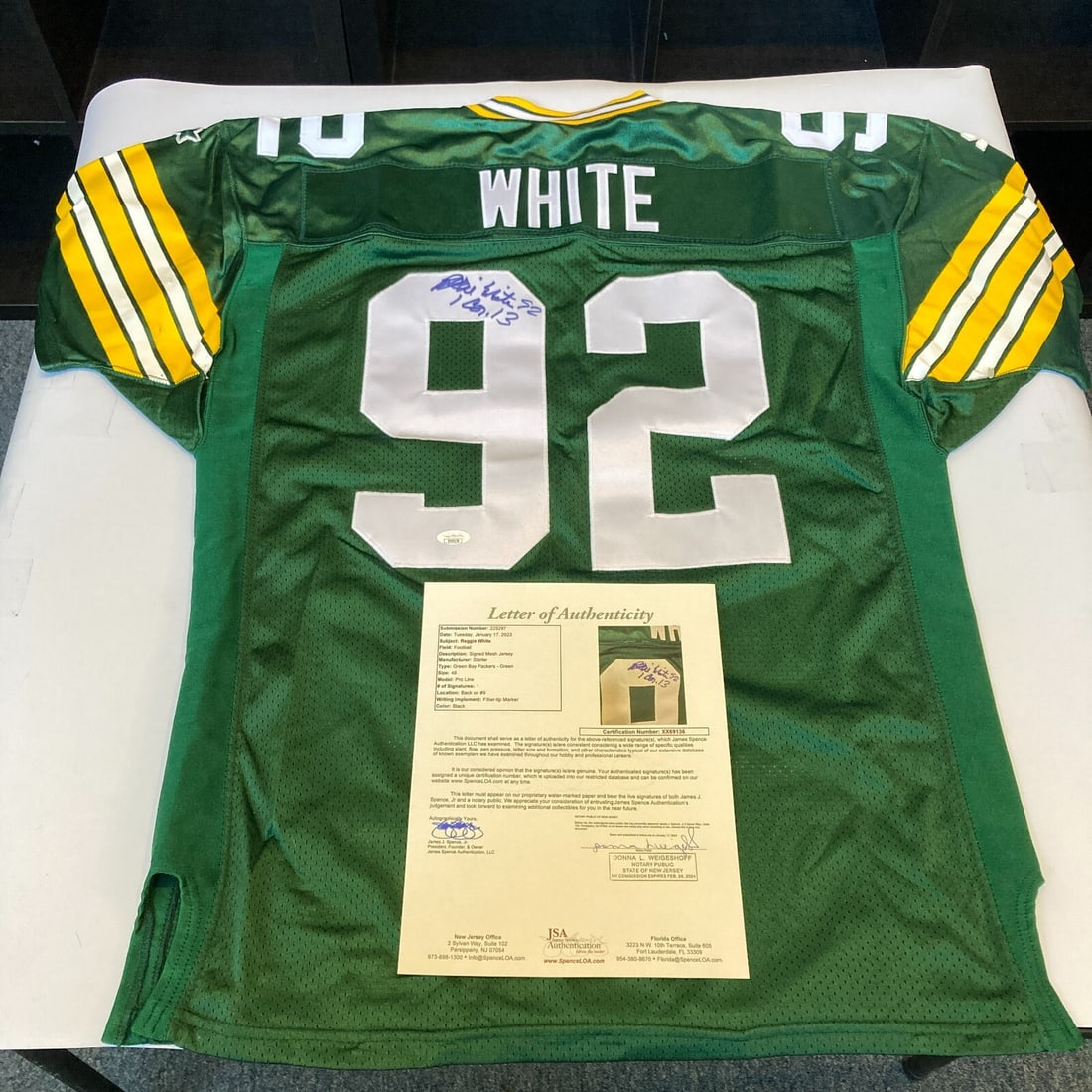 Reggie White Signed Proline Green Bay Packers Jersey JSA Authentic: Reggie White Signed Proline Green Bay Packers Jersey JSA Authentic Celebrate the legacy of Reggie White with this authentic Proline Green Bay Packers game model jersey. This signed jersey features the