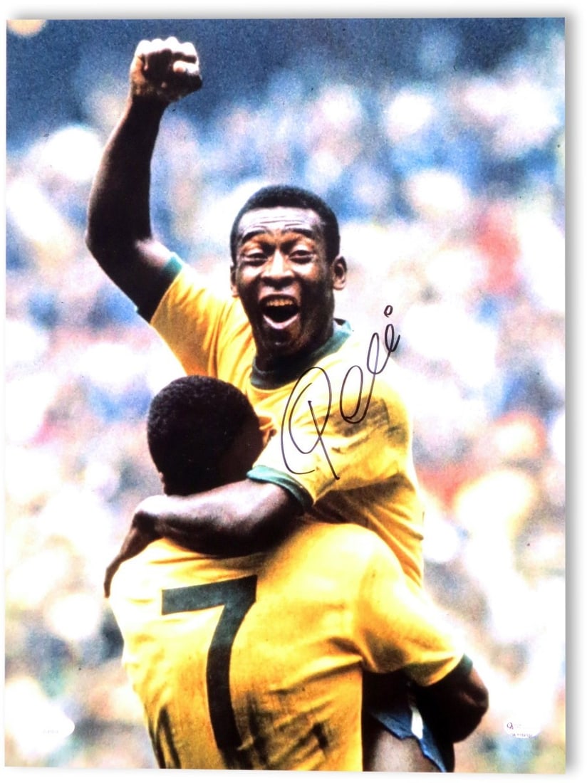 Pele Brazil Goal Celebration Signed 12x16 Soccer Photo JSA (1 of 4)