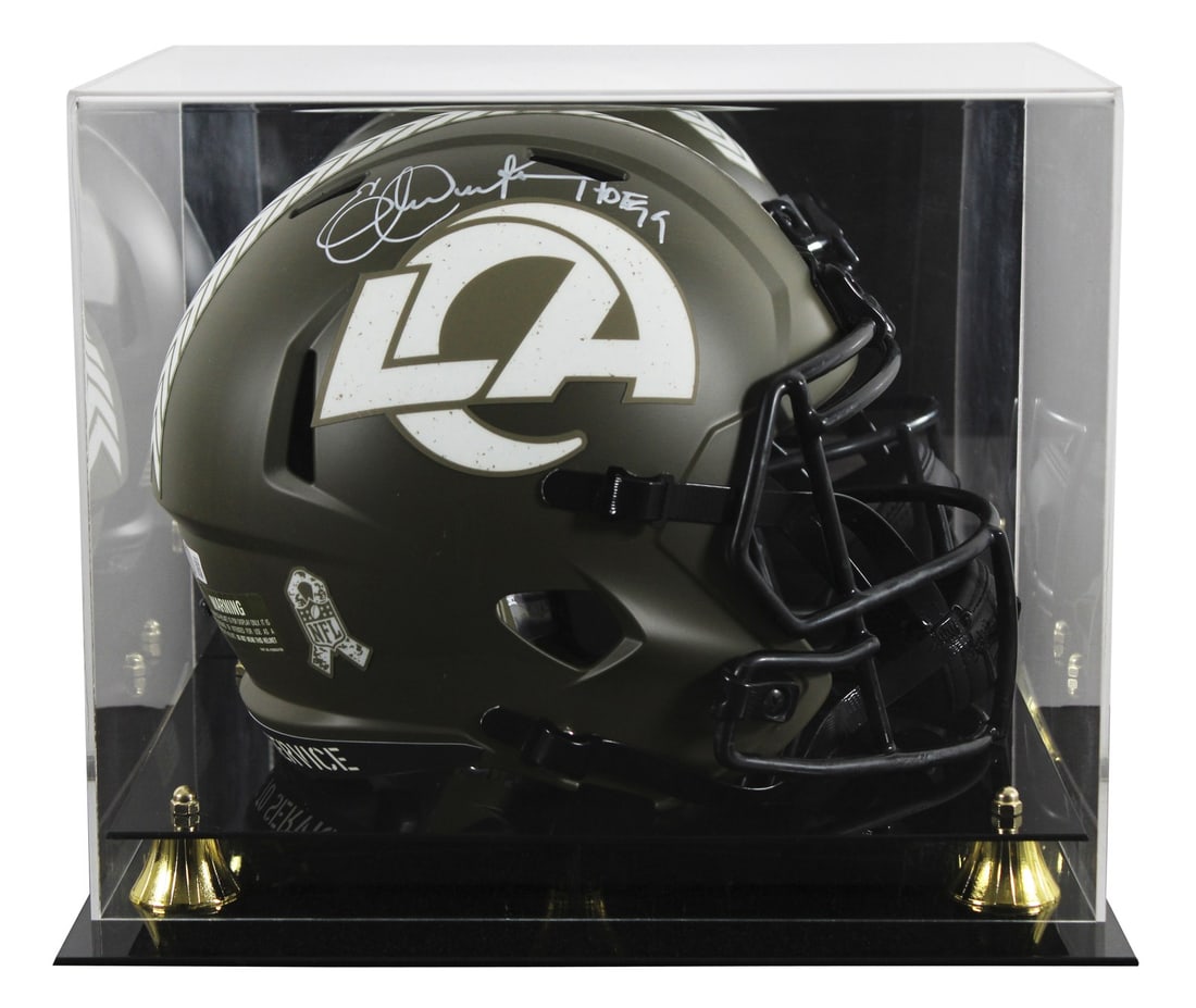 Eric Dickerson signed Rams Speed replica helmet with case BAS witnessed: Eric Dickerson signed Rams Speed replica helmet with case BAS witnessed Autographed Riddell full-size Speed replica helmet in the Alternate Salute to Service design, personally signed by Eric