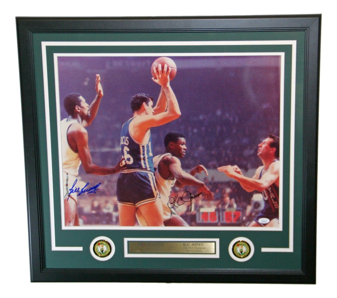 Framed 20x16 Boston Celtics photo signed by Bill Russell and K.C. Jones JSA (1 of 3)