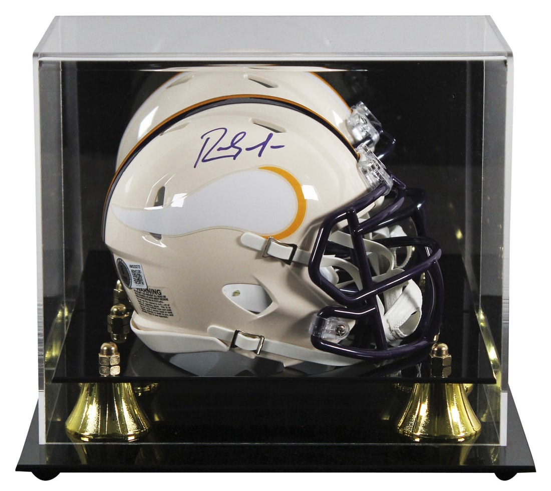 Randy Moss signed Minnesota Vikings mini helmet with display case BAS witnessed (1 of 5)