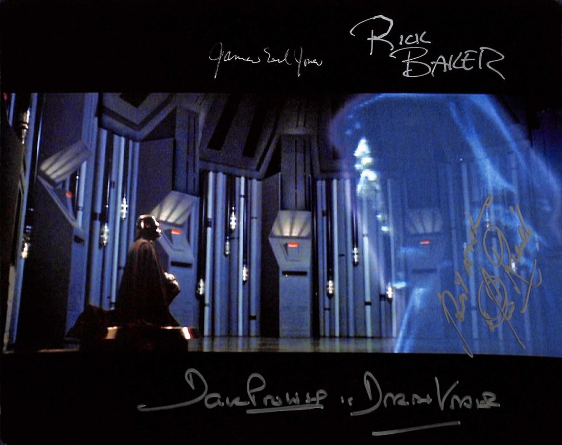 Star Wars ESB Multi Signed 8x10 Photo by Prowse Jones Revill Baker Beckett LOA: Star Wars ESB Multi Signed 8x10 Photo by Prowse Jones Revill Baker Beckett LOA This stunning 8x10 color photograph features the iconic cast of Star Wars: The Empire Strikes Back, beautifully autograph