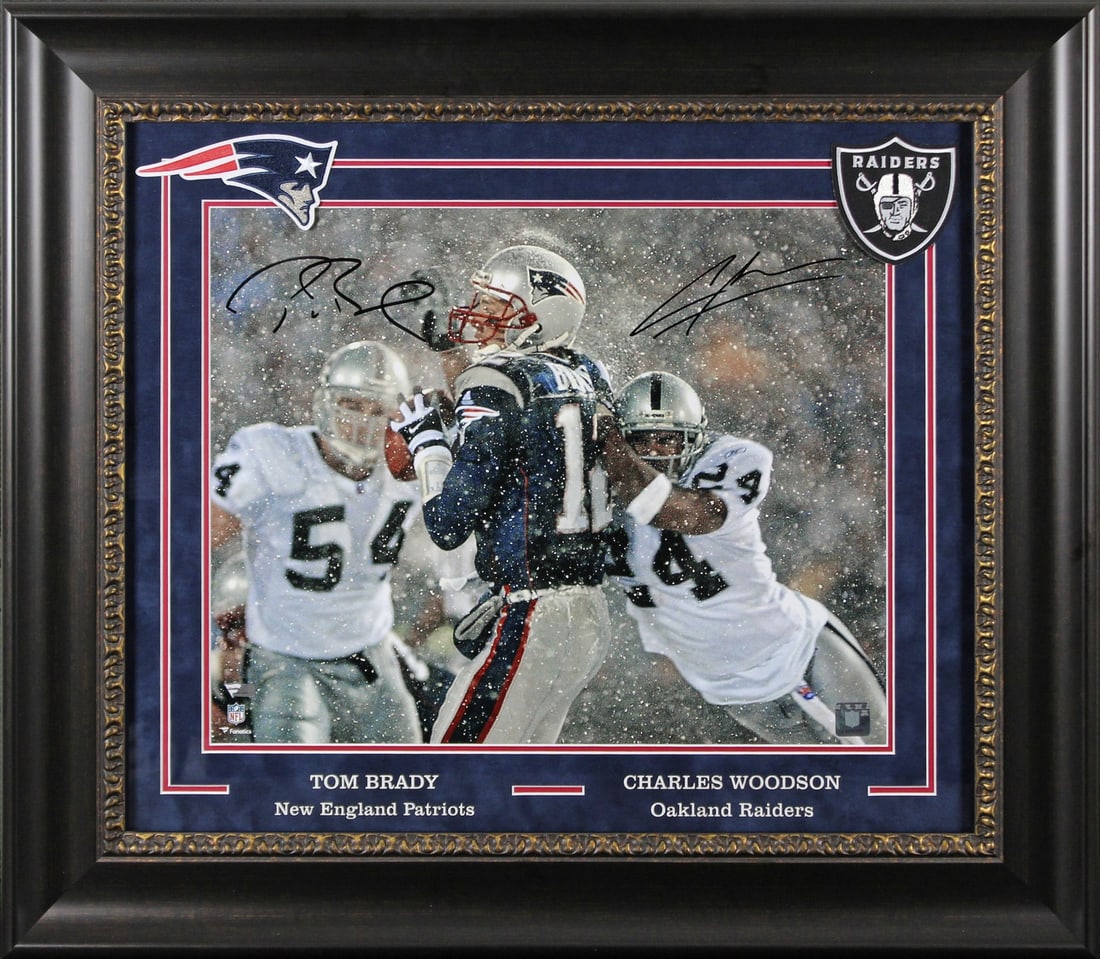 Framed 16x20 Photo Signed by Tom Brady and Charles Woodson Fanatics Authenticated (1 of 4)