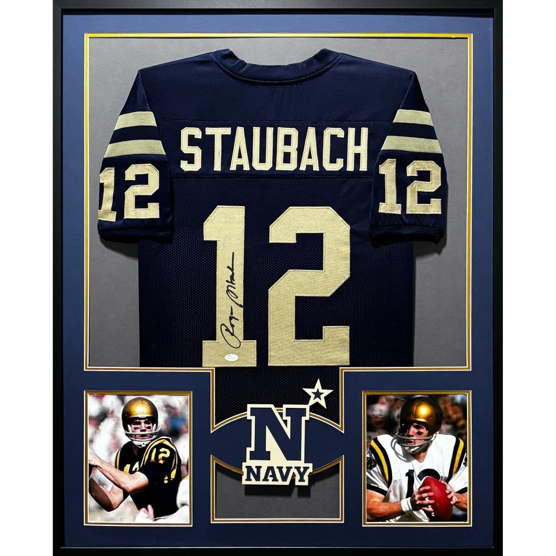 Framed Roger Staubach Navy Jersey JSA Autographed Heisman Winner (1 of 2)