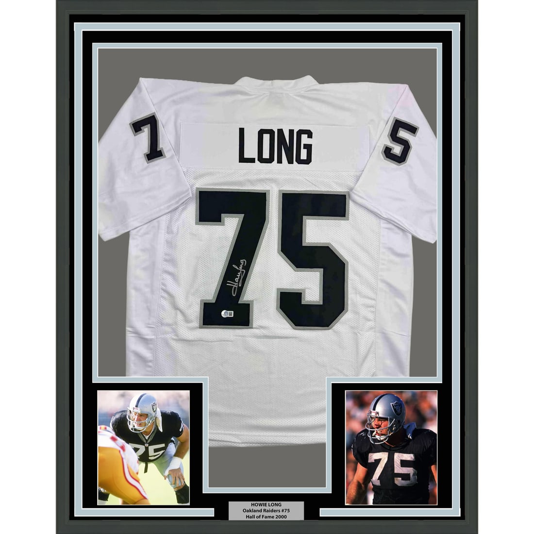Howie Long signed Oakland Raiders white jersey framed 35x39 JSA COA (1 of 2)