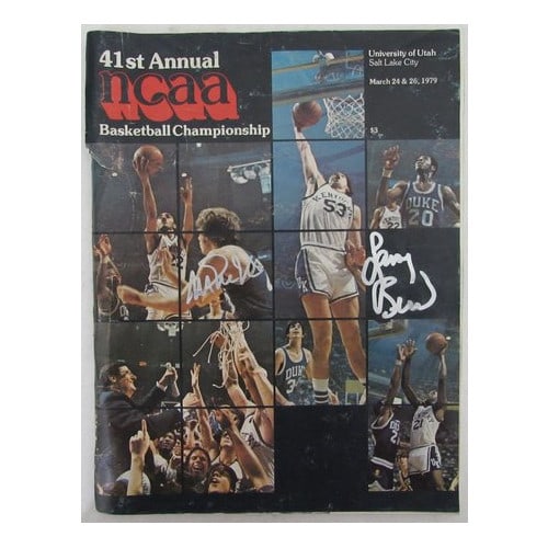 Larry Bird Magic Johnson Dual-Signed 1979 NCAA Program JSA Beckett Authenticated: Larry Bird Magic Johnson Dual-Signed 1979 NCAA Program JSA Beckett Authenticated This is an authentic Larry Bird and Magic Johnson dual-signed 1979 NCAA Basketball Championship program. It features th