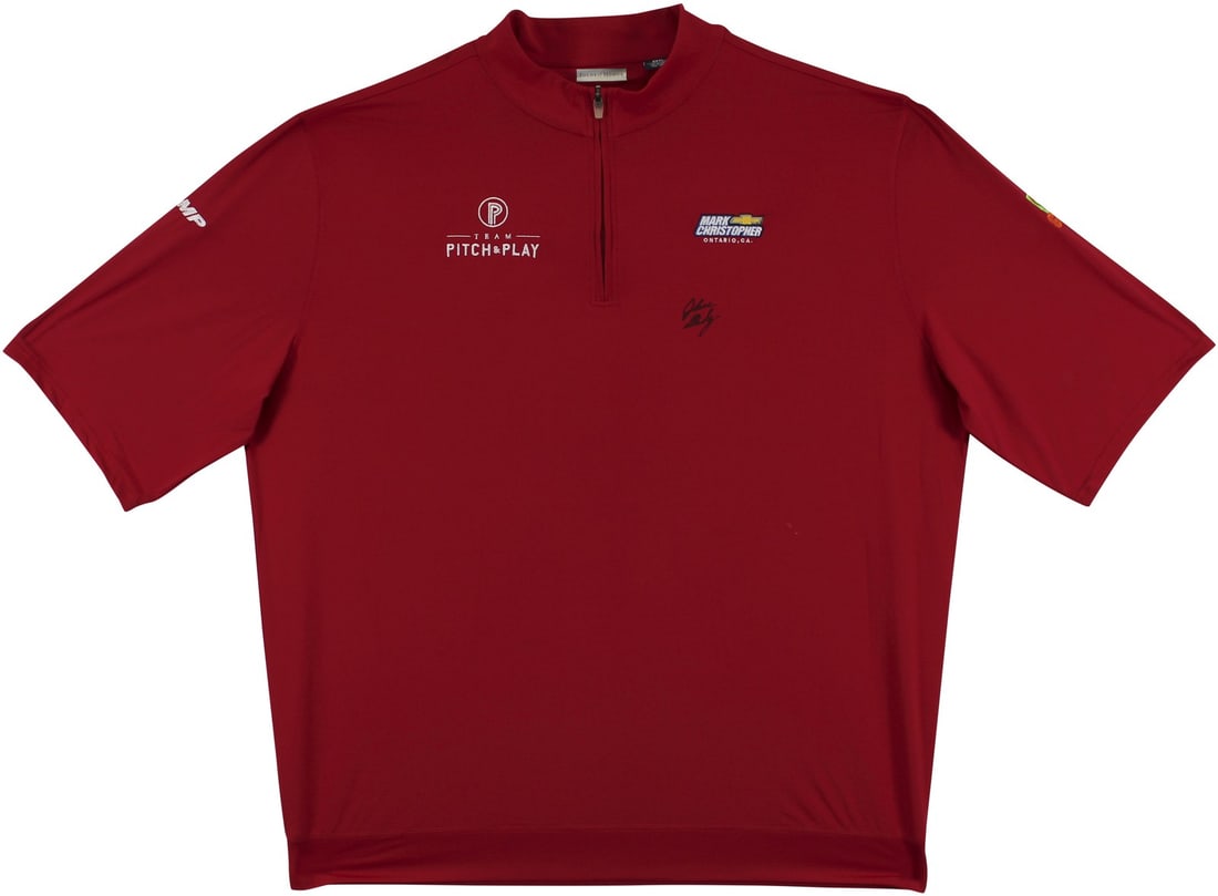 John Daly signed match worn quarter zip golf shirt Beckett authenticated: John Daly signed match worn quarter zip golf shirt Beckett authenticated Authentic match worn red quarter-zip golf shirt personally signed by John Daly. This original autographed shirt comes with Beck
