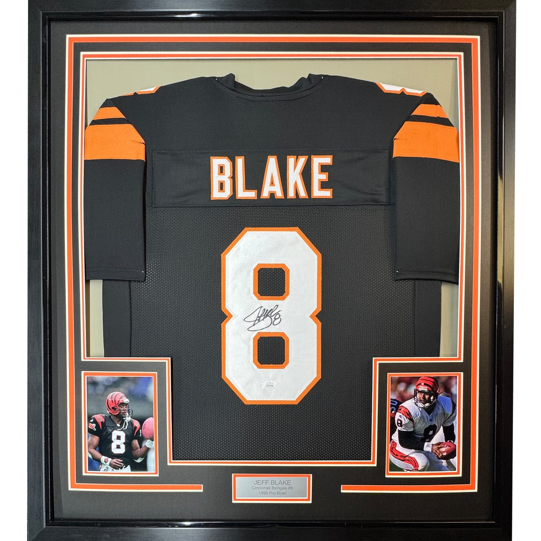 Jeff Blake Bengals signed framed jersey 33x42 JSA COA (1 of 2)