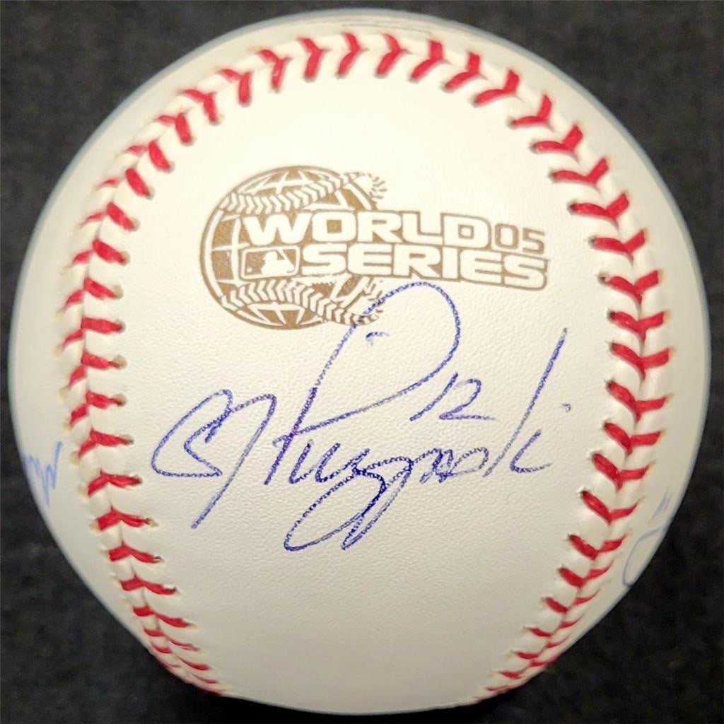 Buerhle Konerko Pierzynski Signed 2005 World Series Baseball BAS Authenticated: Buerhle Konerko Pierzynski Signed 2005 World Series Baseball BAS Authenticated This is an original 2005 World Series baseball signed by three renowned players: Buerhle, Konerko, and Pierzynski from th
