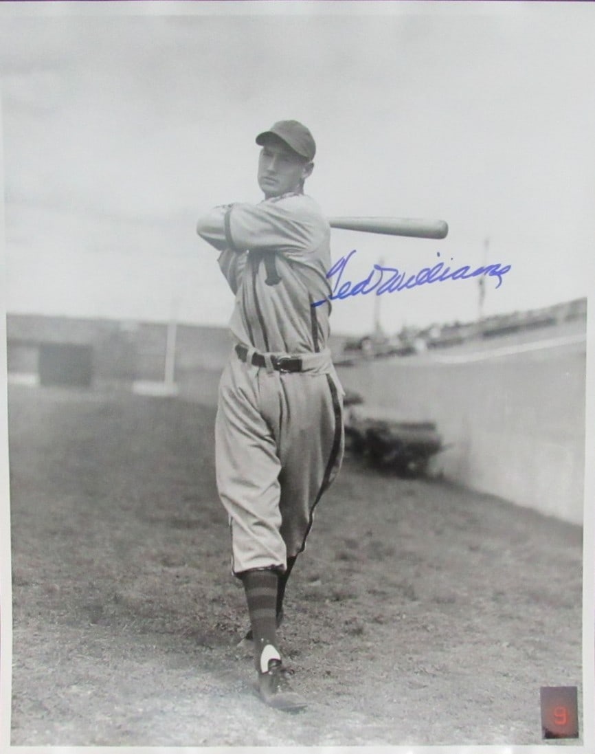 Ted Williams Autographed 16x20 Black White Photo with Green Diamond Hologram: Ted Williams Autographed 16x20 Black White Photo with Green Diamond Hologram This is an original 16x20 black and white photograph signed by Hall of Famer Ted Williams of the Boston Red Sox. The autogr