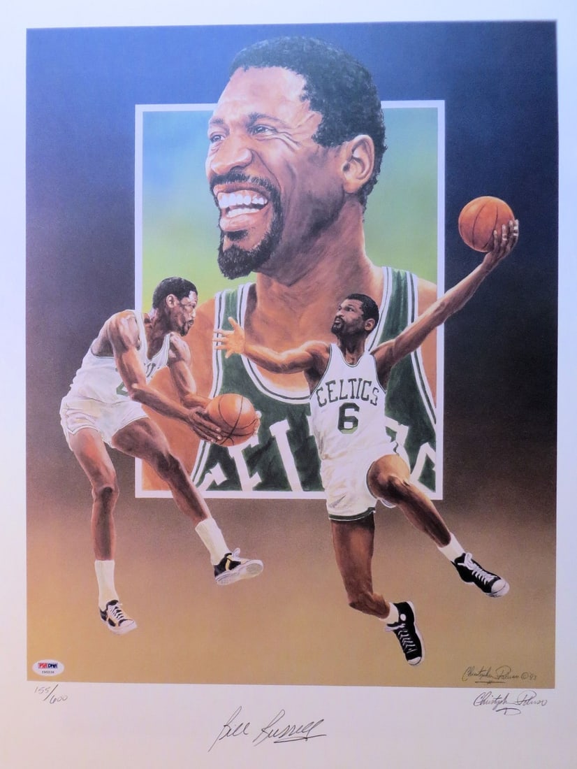 Bill Russell Autographed 18X24 Lithograph Celtics #/500 PSA/DNA (1 of 2)