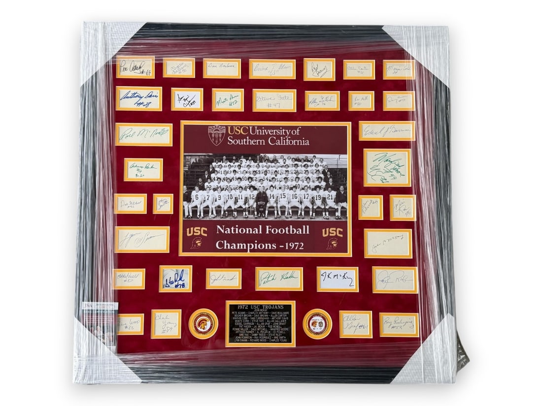 Framed USC Trojans football cuts signed by John Mckay JSA (1 of 7)